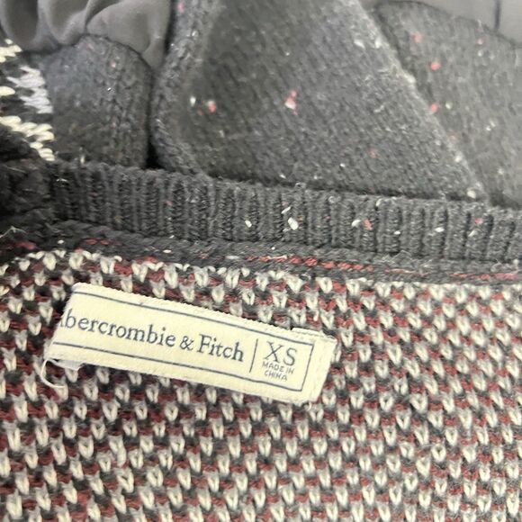 Abercrombie & Fitch Black white red Knit Mixed Media Long Sleeve Sweater XS - Picture 6 of 8